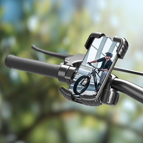 Miniatura 4 de Hiboy Soporte de teléfono para bicicleta, soporte de teléfono de motocicleta ajustable de rotación de 360, clip de teléfono para manillar de
