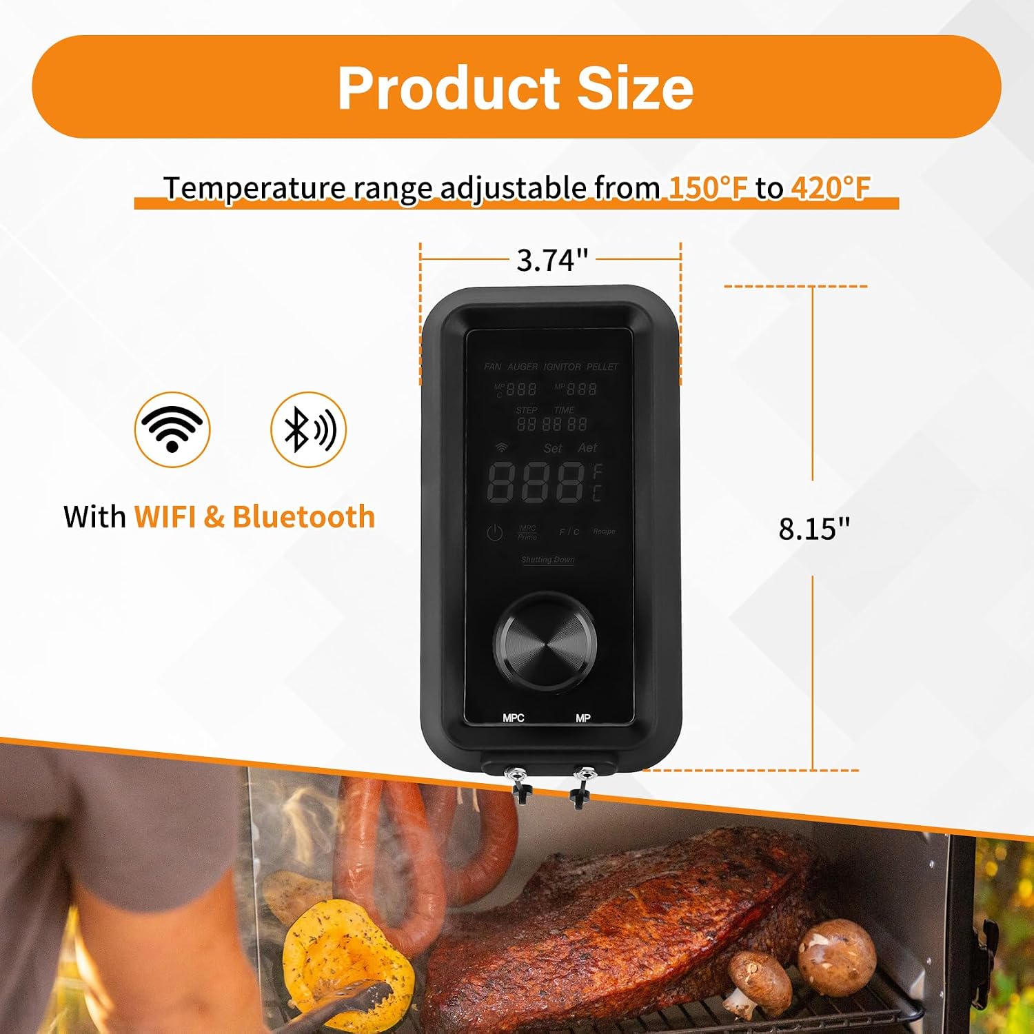 Digital PID Control Board Replacement for Pit Boss Pro Series II 4-Series Wood Pellet Vertical Smoker, 80147 Control Panel Replacement Parts for Pit Boss Model: PBV4PS2, with WiFi & Bluetooth Function