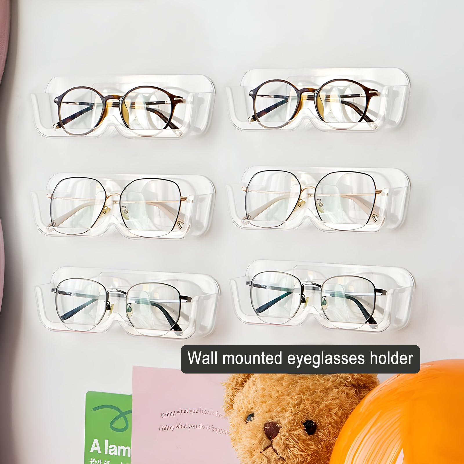 4 Porta Occhiali Da Parete Autoadesivi - Organizer Pieghevole Per Occhiali E Accessori - Foto 12