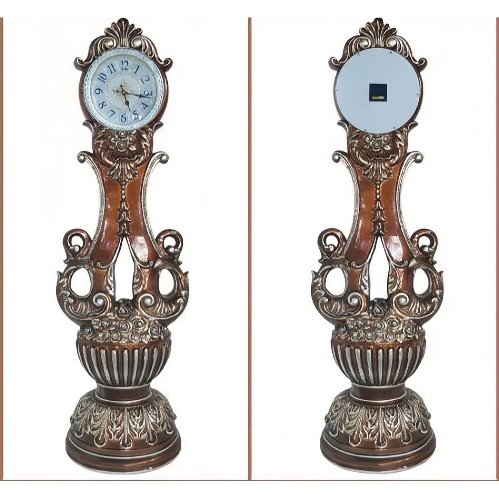 Reloj de pie Reloj de Piso Cuarzo Silencioso Número Romano Tallado