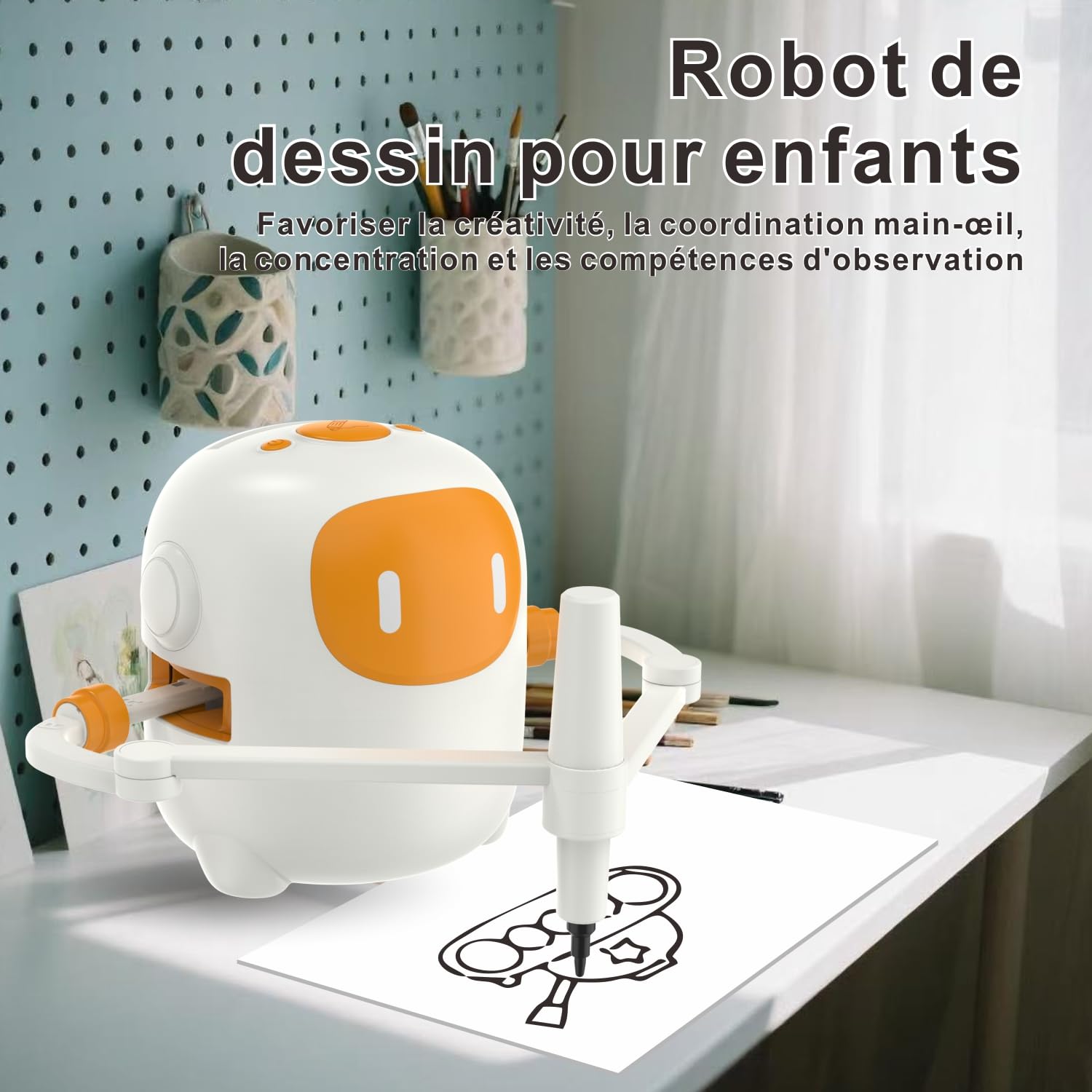 Robot Dessinateur Enfant Drawing Robot for Kids with 150 Cards and 17 Stylos à Dessiner Magic Cadeaux pour Enfants garçons et Filles