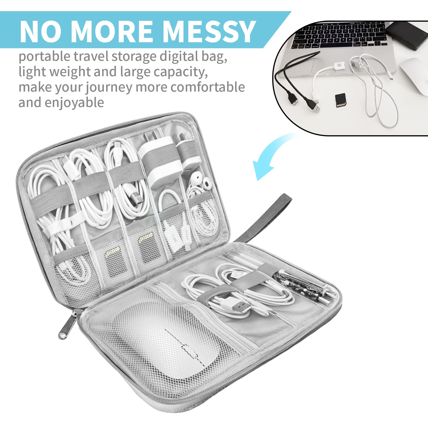 Electronics Organizer Travel Case Electronic Accessories Storage Bag Portable Waterproof Cable Organizer Bag Travel Cord Organizer Bag for