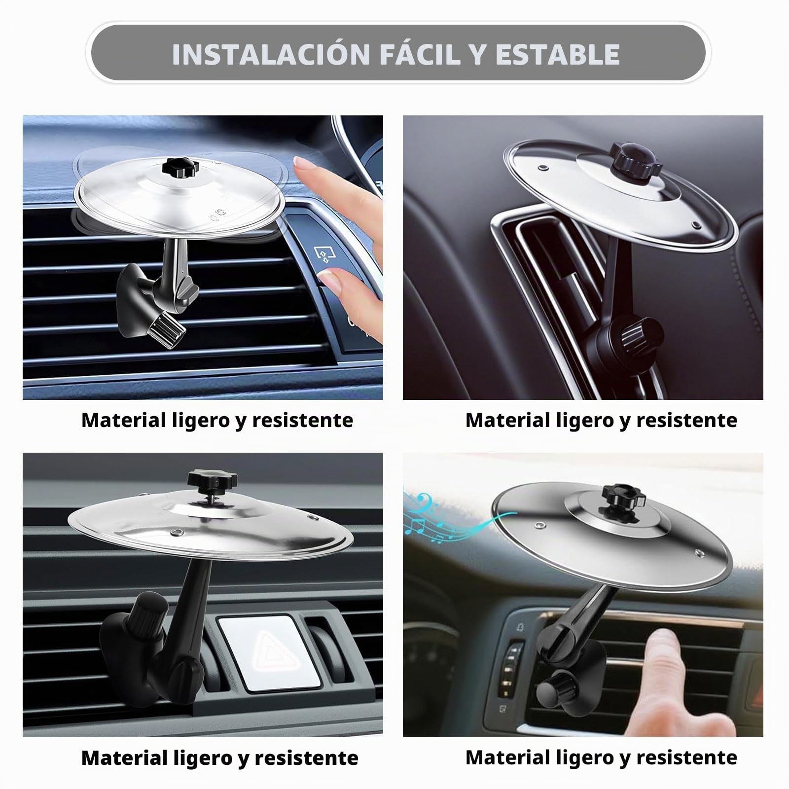Platillo Bateria para Coche, Car Cymbal Drum Air Vent, Presa d'aria per Piatti per Auto, Mini Car Crash Cymbal