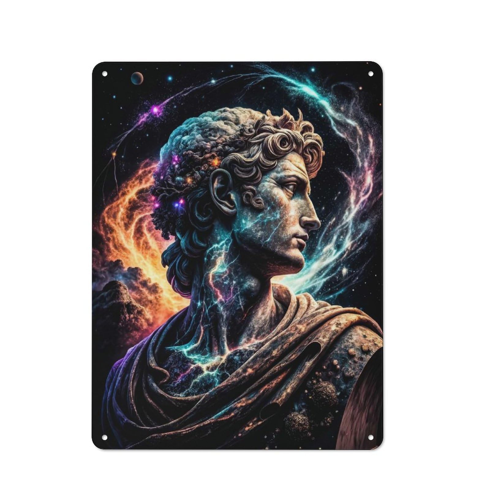 Junmoney Cosmic Bust 40X30cm Industrial-Style Tin Sign With For Hallway Wall, A Metal Wall Feature For A Newly Arranged Hallway