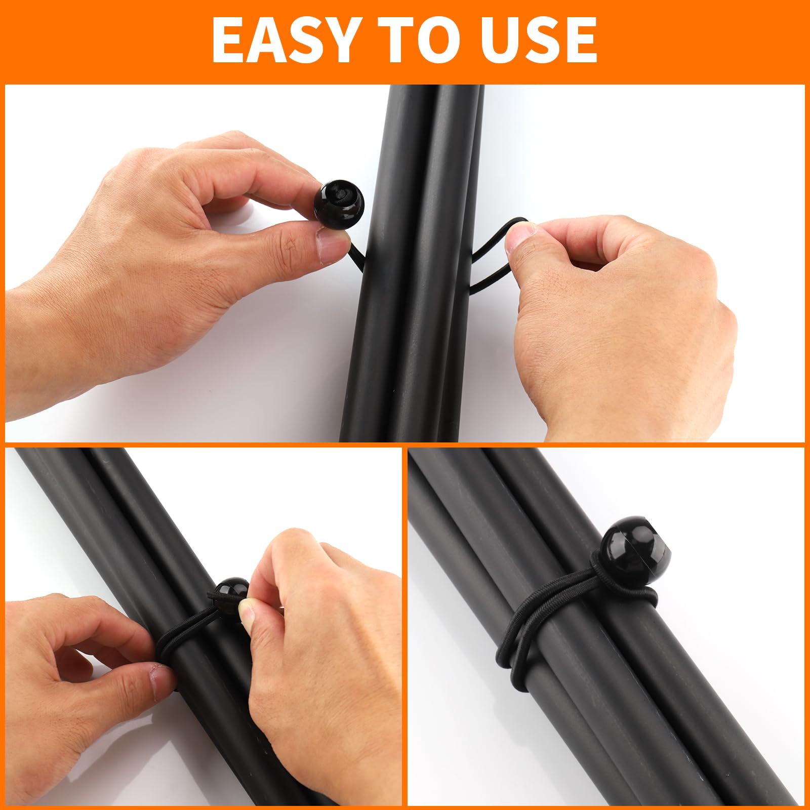 50 Pezzi Corde Elastiche con Sfere, Corda Elastica per Teloni Elastici 15 cm Occhielli per Teloni Tende Baldacchino Striscioni Bandiere Campeggio (nero)
