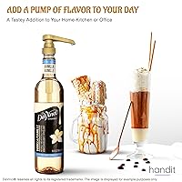 Vista 5 de HANDIT - Bombas para jarabe de café dorado Se adapta a botellas de plástico de 25.4 oz/750 ml Torani, Skinny, Davinci y Monin de 33.8 oz No se