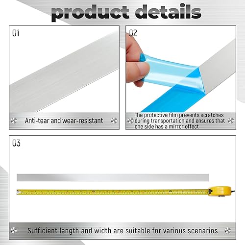 Miniatura 4 de 2 tiras de acero inoxidable 304 cepillado de acero inoxidable para acabado de metal, tira de relleno para herramientas de cocina (1 x 30 pulgadas,
