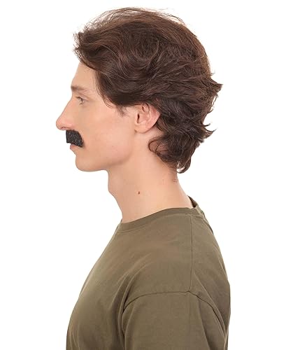 Miniatura 3 de Hombres adultos falso pelo humano show bigote novedad falso pelo facial color negro ignífugo fibra sintética M-1333-BLK