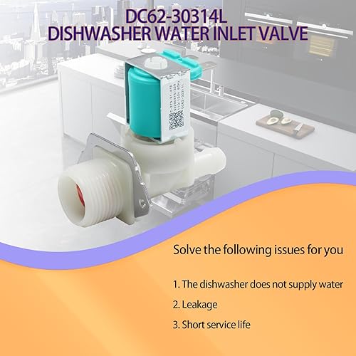 Miniatura 6 de Válvula de entrada de agua para lavavajillas DC62-30314L 2025 actualizada para lavavajillas PS4209101 PAP5582579 compatible con válvula de agua para