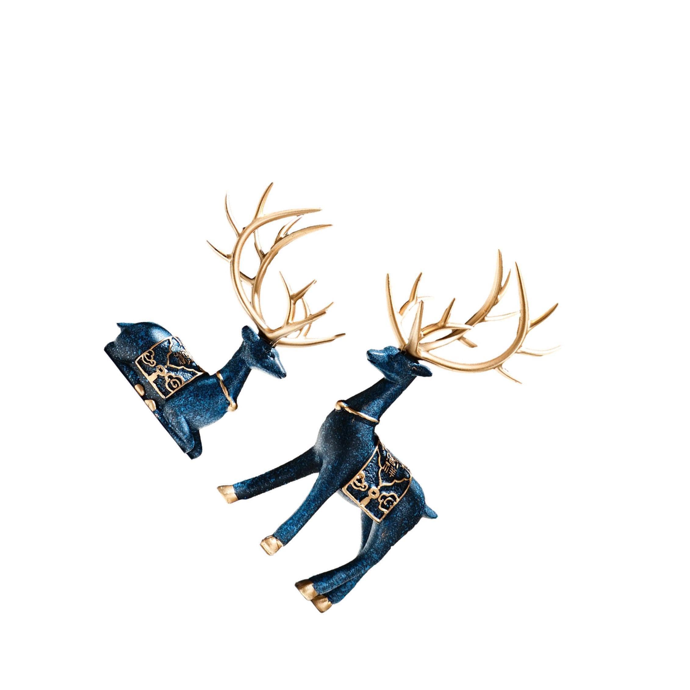 PIXZCSA Tasteful Deer Figurine Sculpture | Premium Craftsmanship For Home Decor Reindeer Figurine Decor Sculpture Statue For Home Adds Peace Living Room, Blue