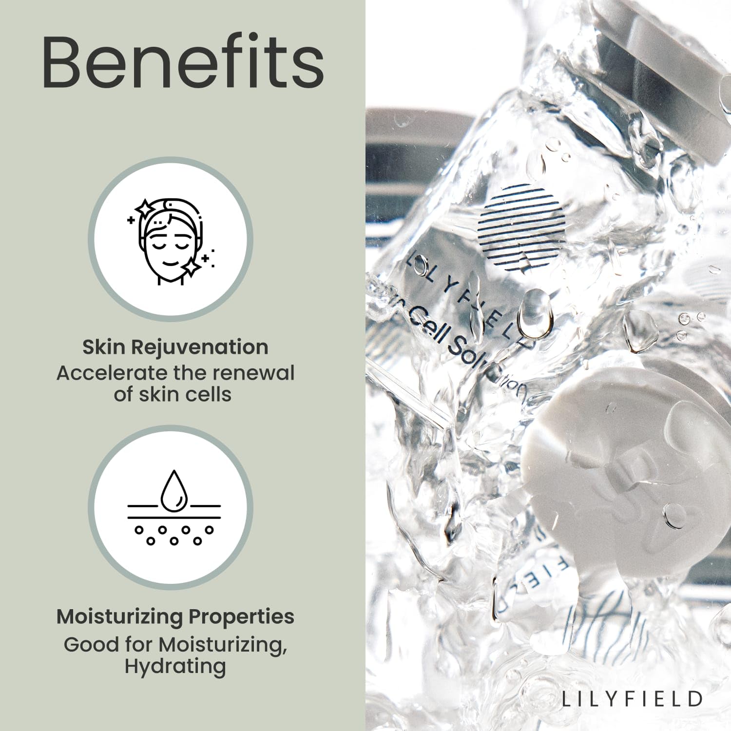 LILYFIELD Solución de células madre, ampollas de suero de ácido hialurónico antienvejecimiento avanzadas, hidratando la piel, suaviza las líneas finas, reduce las arrugas y los signos de