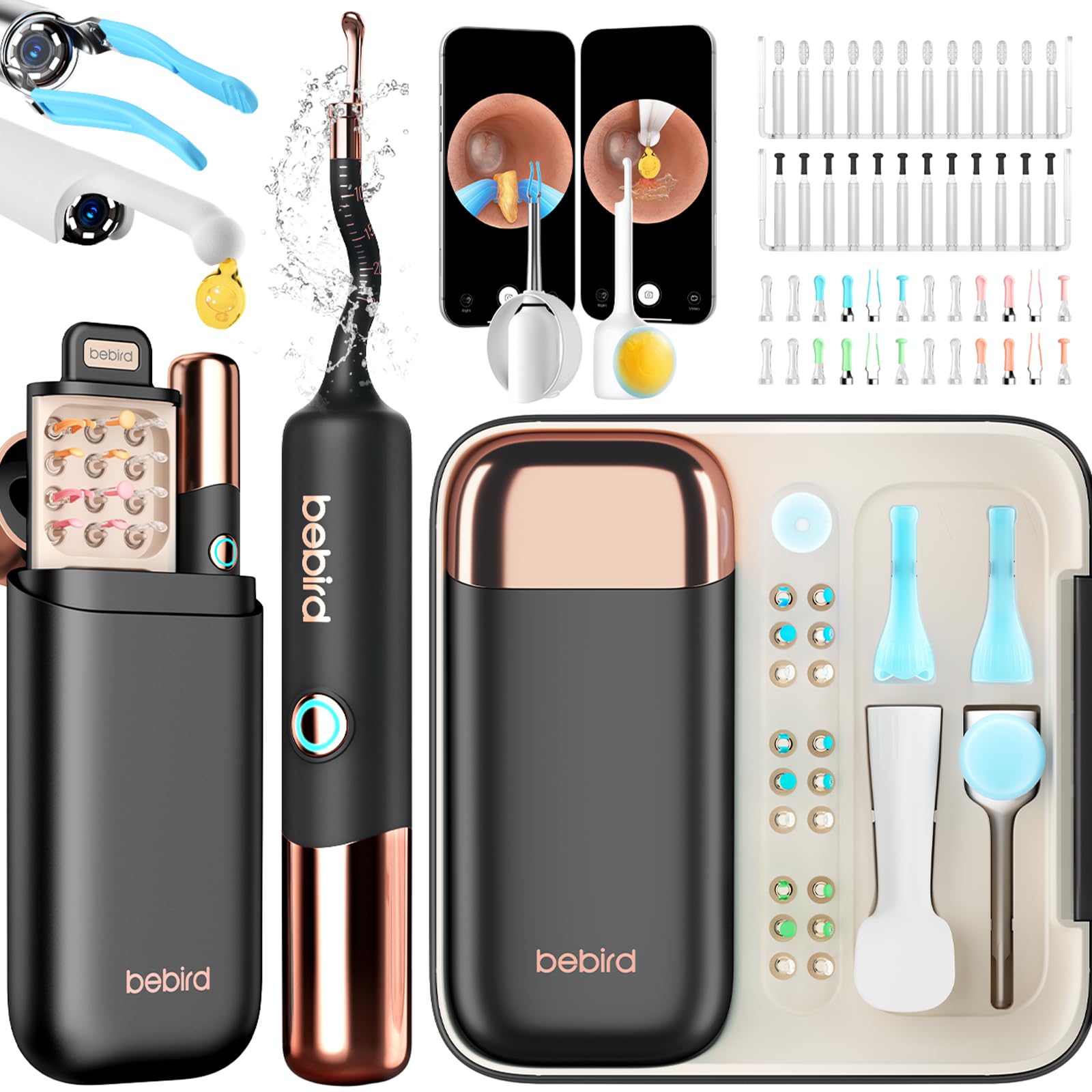 BEBIRD EarSight Ultra 5G WiFi - Limpiador de oídos y dispositivo de cuidado con cámara otoscópica flexible, juego de 30 accesorios, seguro para uso en el hogar, estrellas negras