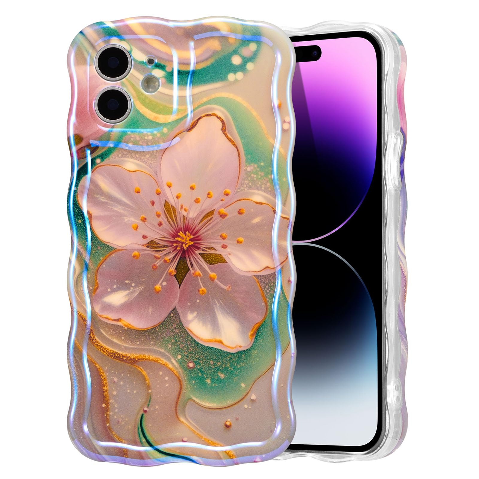 EYZUTAK Coque pour iPhone 11, Peinture à l'huile Fleur, Sakura