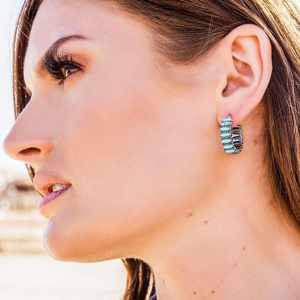 Montana Silversmiths Turquoise Run Hoop Earrings