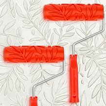 Reallnaive 2 Pcs 7 Texture Pattern Paint Roller for Wall Decoration Classic Rubber Texture Roller Tool to Add Design to Thick Slurry Elastomeric Coatings Leaf