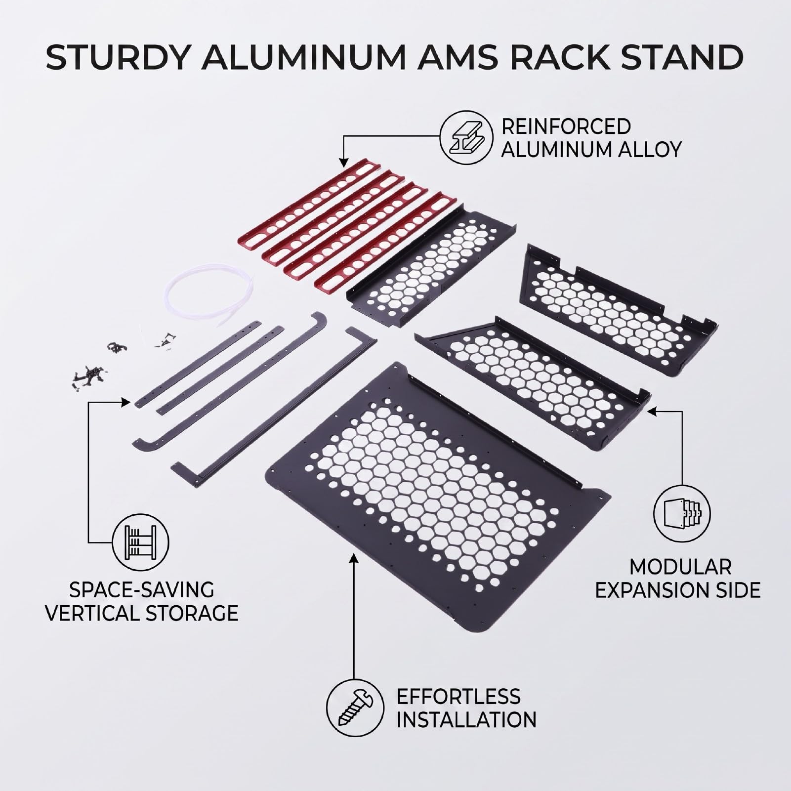 Uchwyt Stojaka AMS, Oszczędzający Miejsce Stojak AMS ze Stopu Aluminium, Półka Modułowa do Drukarki P1S P1P X1C X1E, 39x36x13,5 Cm, 1 Jednostka