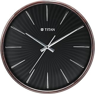Titan Contemporary Wall Clock with Black Radial Dial and Brown Case, Silent Sweep, Model W0013PA01 | 32.5 cm x 32.5 cm x ... Price In India