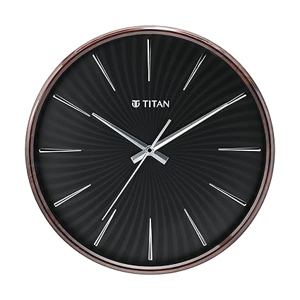 Titan Plastic Contemporary Brown Analog Wall Clock, 32.5 X32.5 Cm (Medium)