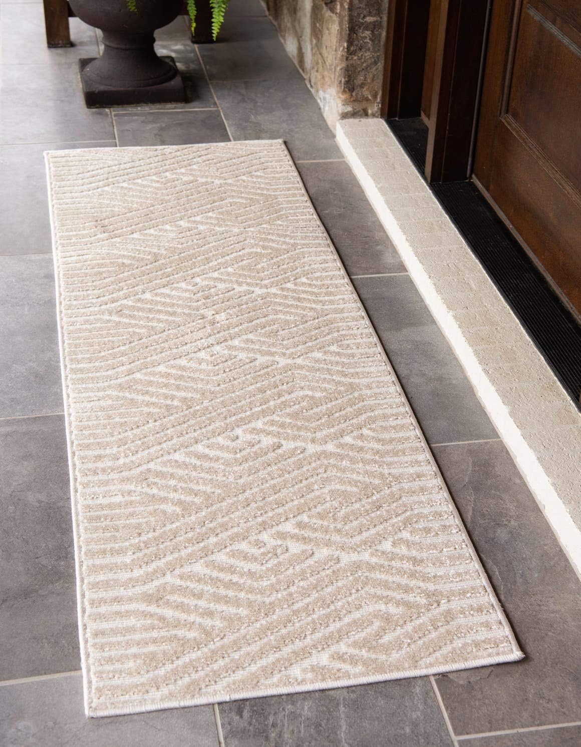 Unique Loom Sabrina Soto Outdoor Collection Modern, Vibrant, Carved Area Rug (2' 0 x 6' 0 Runner, Beige)