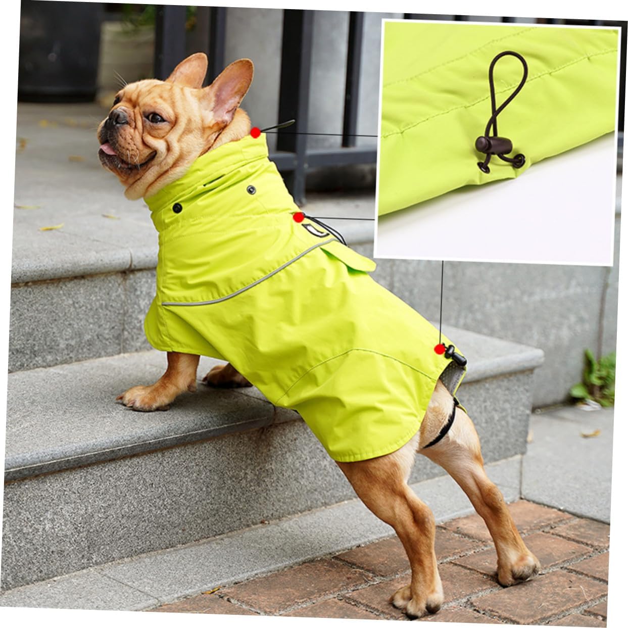 Generic Nylon Pet Raincoat High Collar Adjustable Dog Rain Jacket Rainwear for Dogs Raincoat Apparel for Wet Weather Outdoor Fun