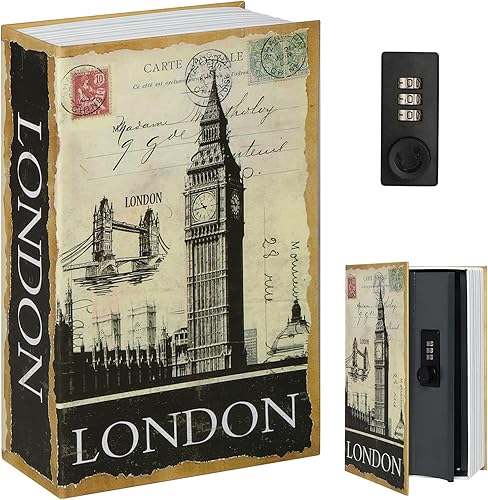 Miniatura 15 de Decaller Caja fuerte con diseño de libro de distracción con cerradura de combinación, caja de seguridad oculta con forma de diccionario, 9.5 x 6.2 x