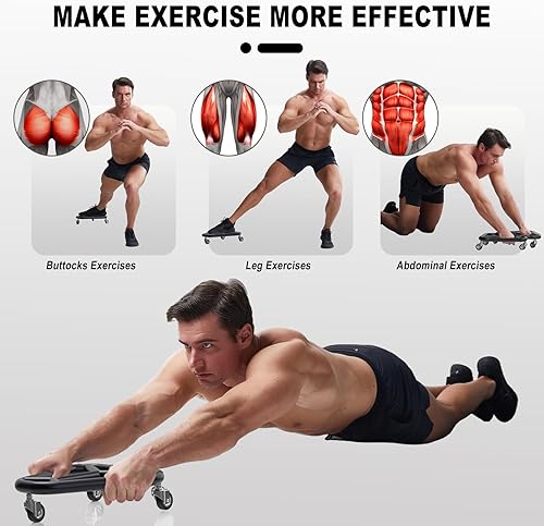 Miniatura 4 de HOTWAVE Rueda de rodillo de abdominales para entrenamiento de núcleo, equipo de ejercicio abdominal extra ancho para abdominales, brazos y espalda,