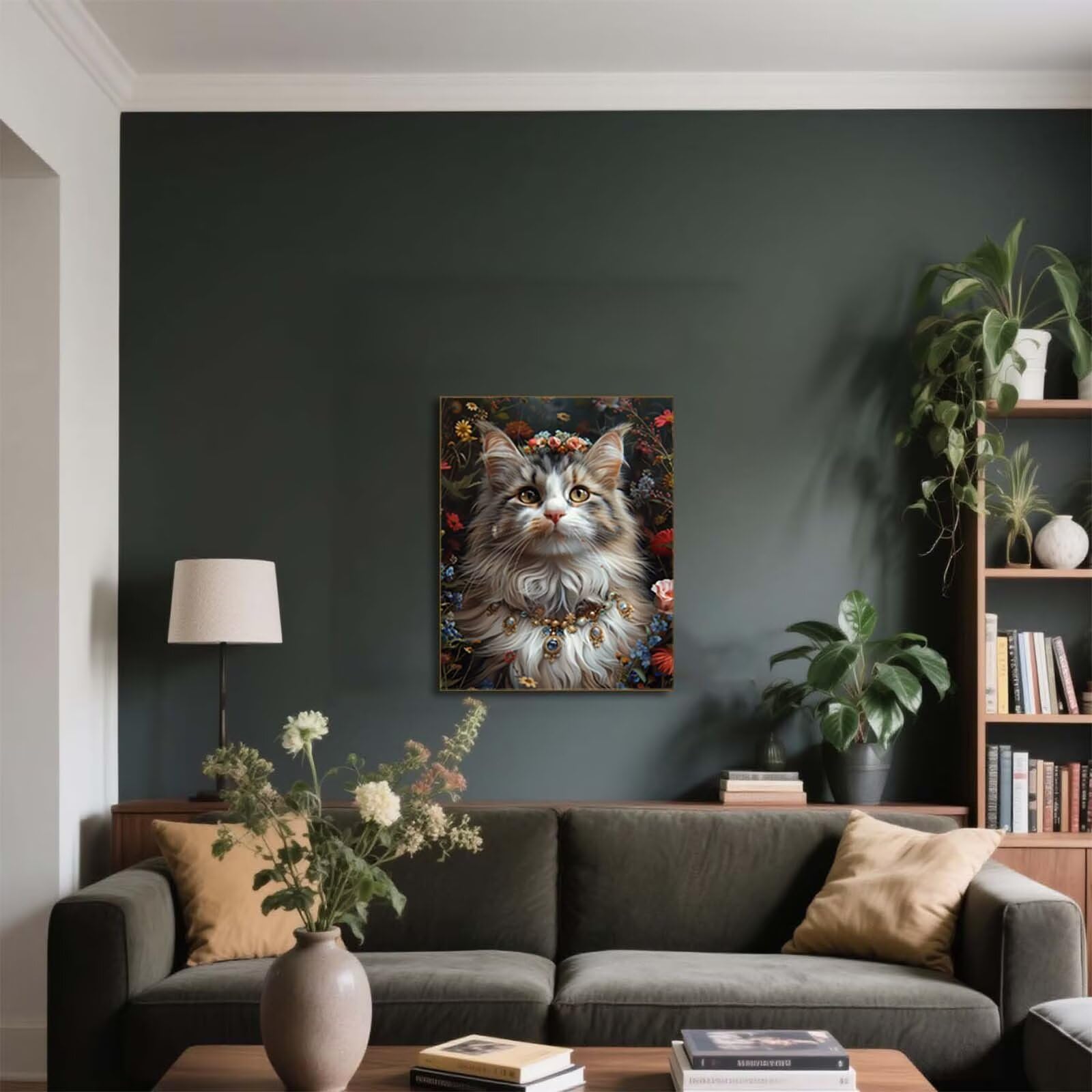 5D Diament Malarstwo Kot Numer dla dorosłych, Diamentowe Malarstwo Dorosły Kwiat, DIY Hobby Kreatywny zestaw do haftowania Dorośli, Numer Malarstwo Rhinestone Zestaw Ścieg krzyżykowy, Boże Narodzenie
