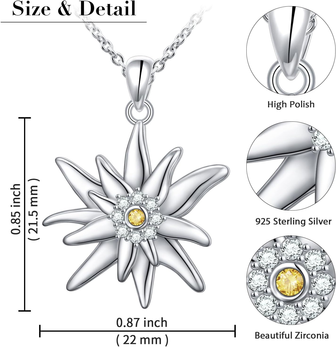 DAOCHONG S925 Sterling Silver Floral Jewellery Flower Pendant Necklace for Women Christmas Gift - Image 5