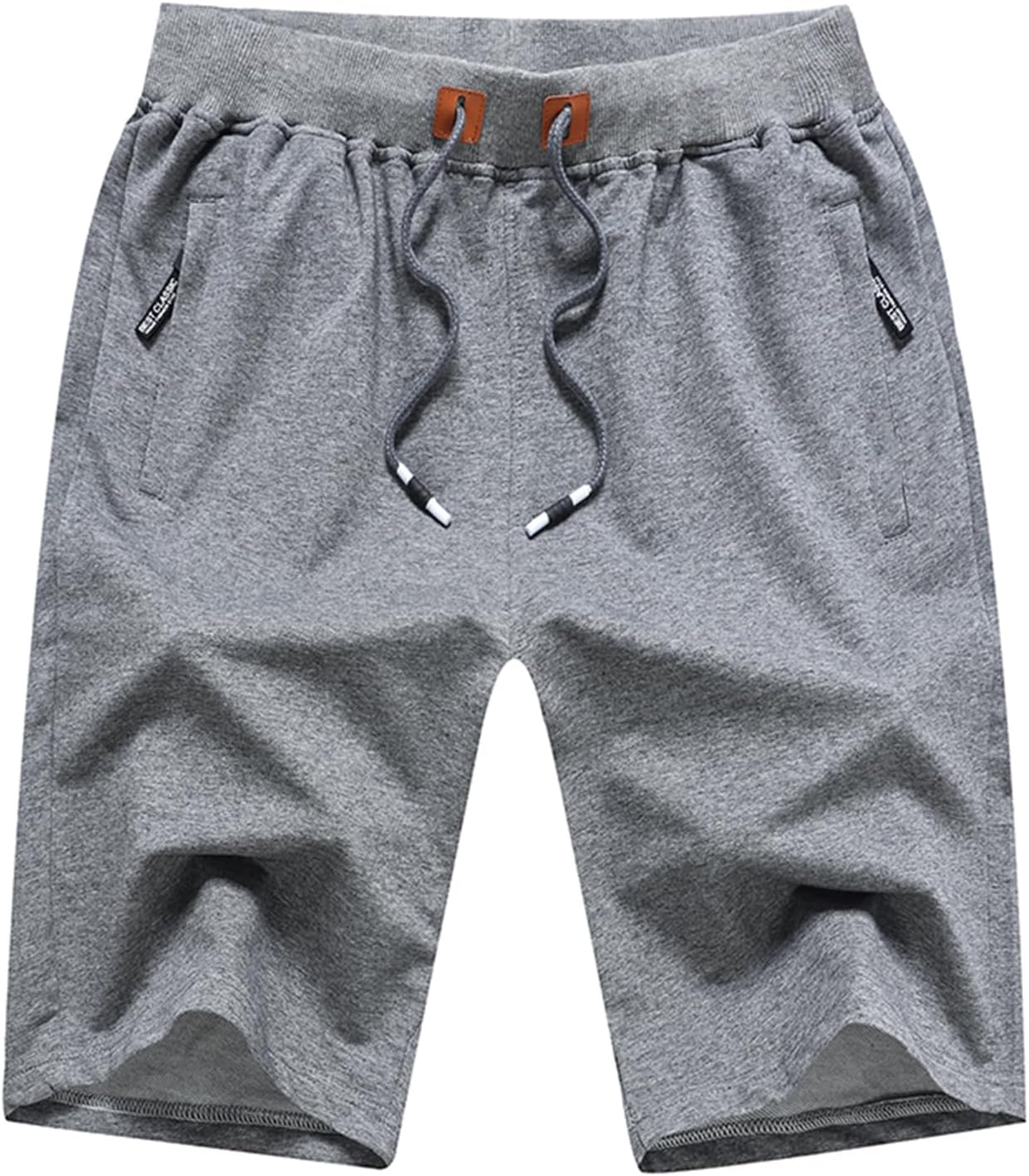 FoxQ Mens Casual Drawstring Shorts with Zipper Pockets Elastic Waist