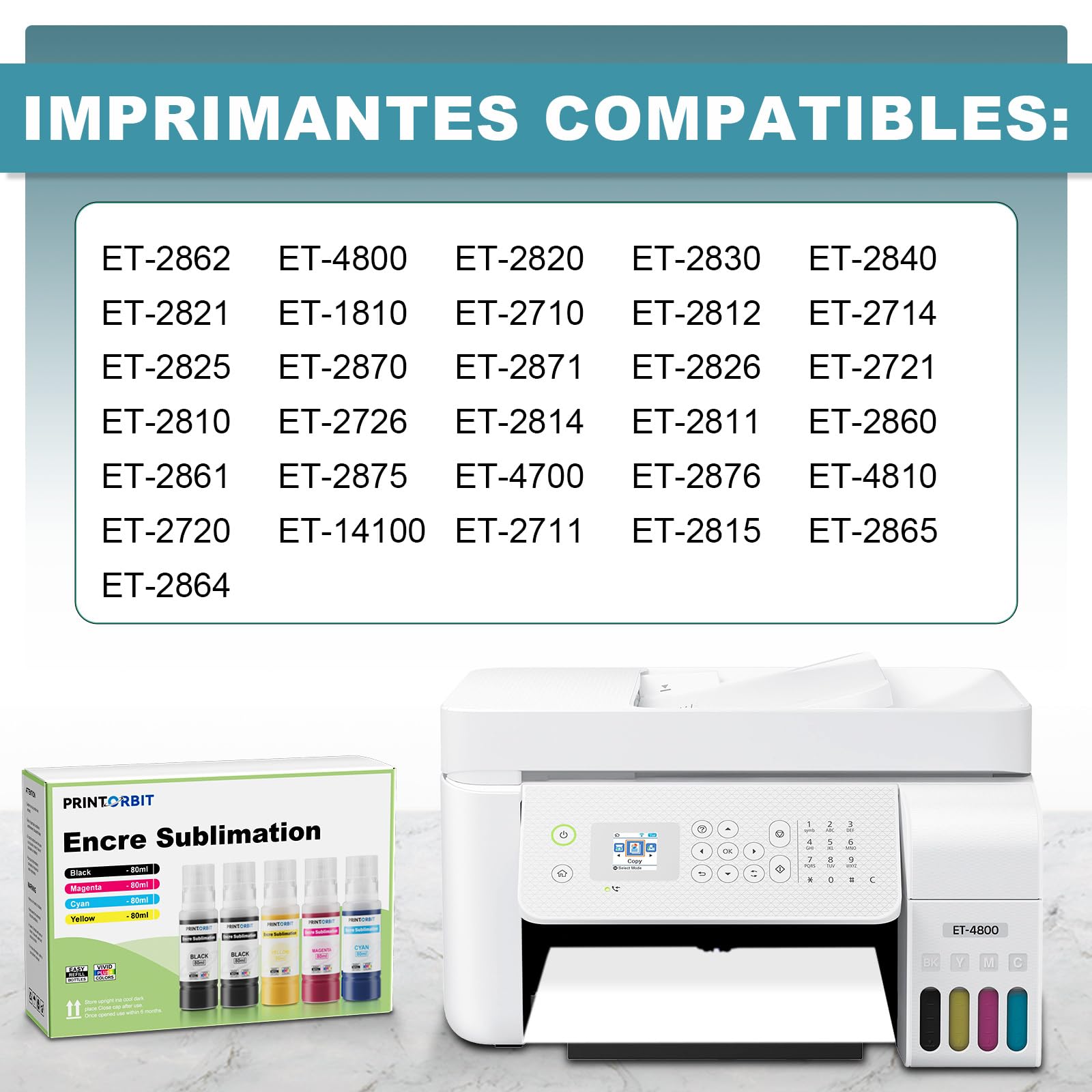 Encre Sublimation Compatible pour Epson ET-1810 ET-2861 ET-2810 ET-2856 ET-2865 ET-2870 ET-2860 ET-2861 ET-2862 ET-2864 ET-2871 F100,Encre De Sublimation pour Eco Tank ET-2815