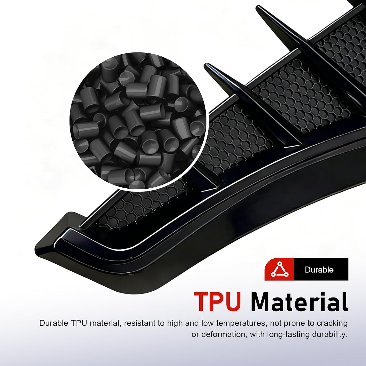 2 PCS Car Fender Side Vents, TPU Scratch-Resistant Simulation Shark Gill Air Flow Grille, Self-Adhesive Sporty Vent Trim, Universal Exterior Decoration for Most Cars (Glossy Black)