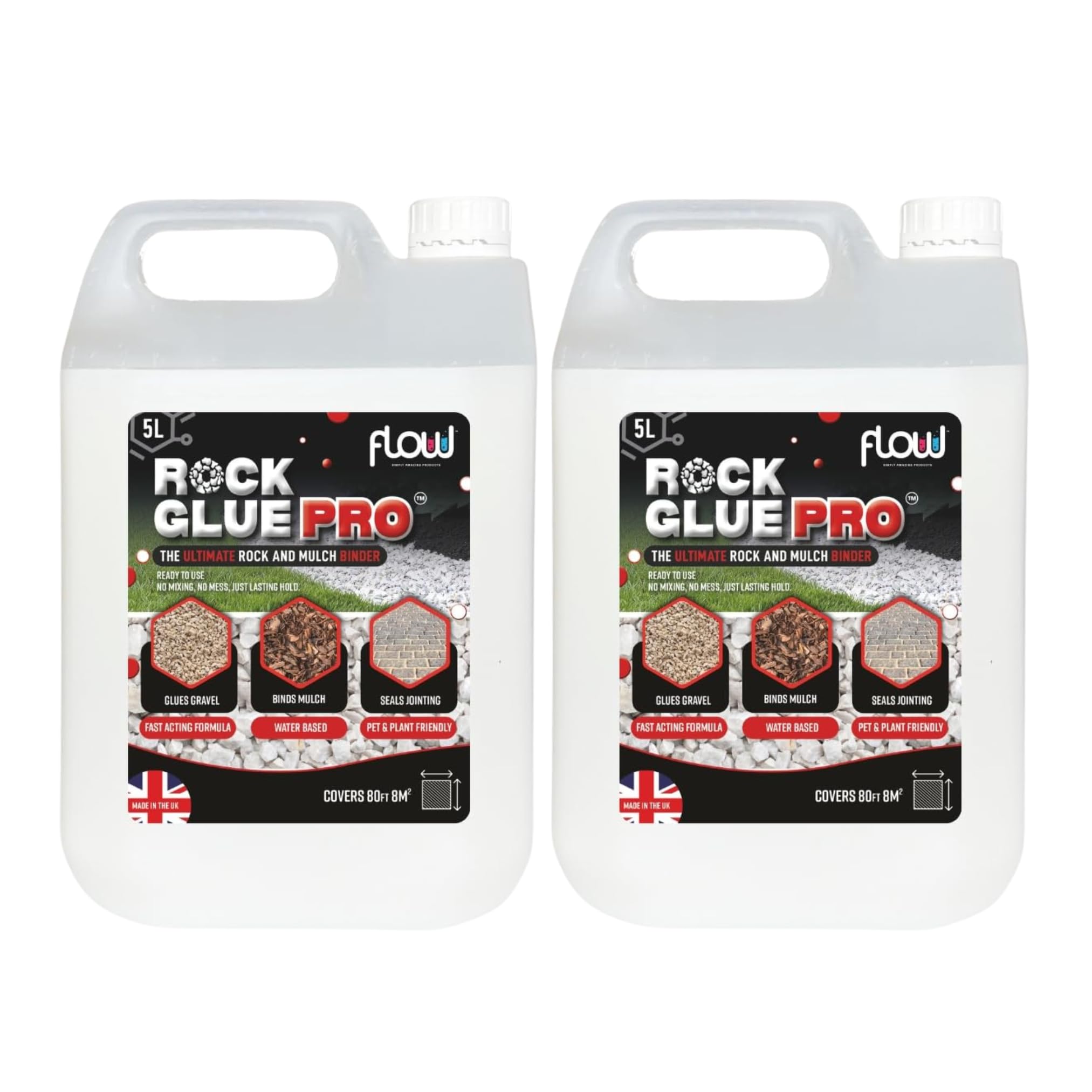 Gravel Glue for Garden Stones & Loose Gravel – 2 x 5L Ready-to-Use Gravel Binder Resin, Spray-On or Mix-In Rock Glue - Pet Friendly Stone Glue for Paths, Borders, Patios & Decorative Areas