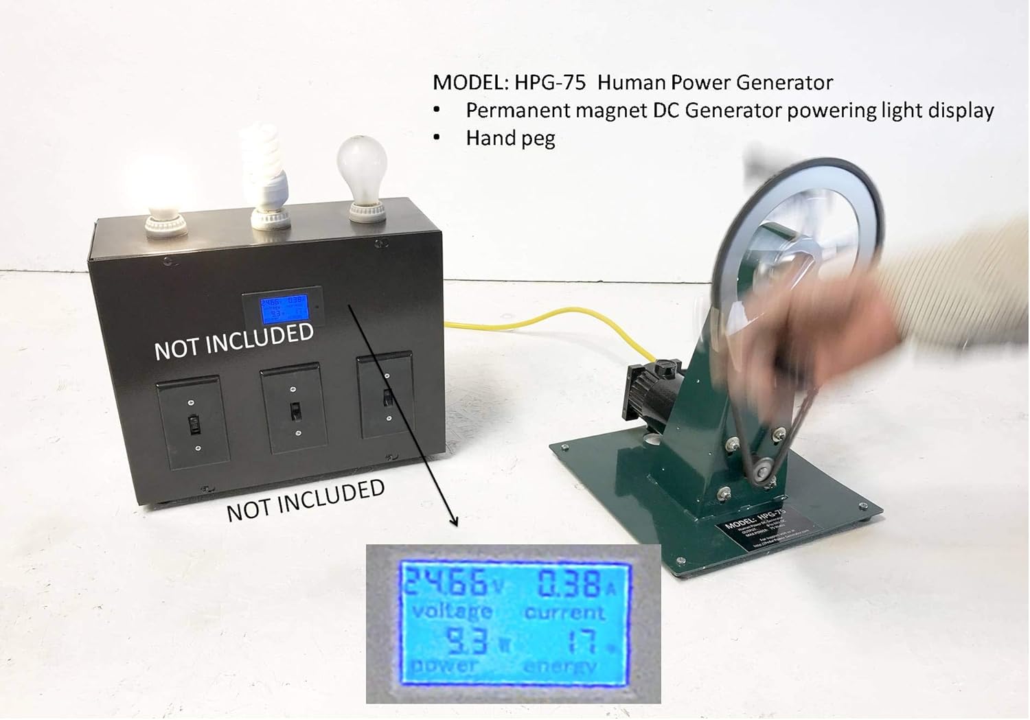 HPG-75 Human Power Generator Permanent Magnet DC Dynamo Emergency Backup STEM Power 0 to 50 Volts DC