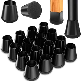 Chair Leg Floor Protectors Extra Small 16 Pcs,Silicone Chair Leg Protectors for Hardwood Floors/Tiles,360°Wrapped Felt Bottom to Prevent Scratch and Reduce Noise, Round Black（Fit:0.6"-0.8"）