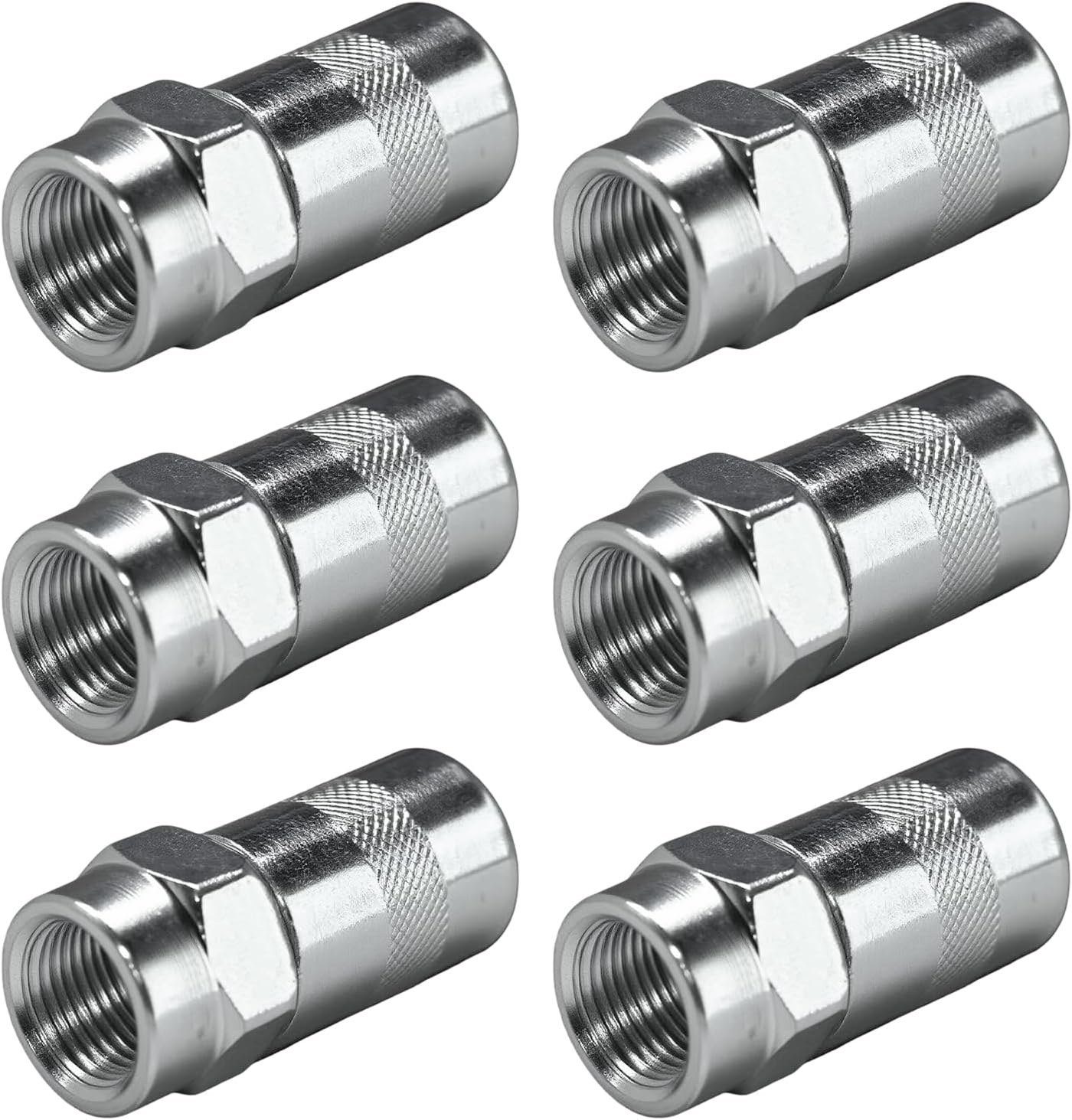 6 PCS Grease Gun Nozzle Tip, 1/8" NPT Threads Carbon Steel Grease Gun Coupler Tips Replacement, High Pressure Grease Nozzle Fitting Nipple Lubrication Accessories for Most Vehicles