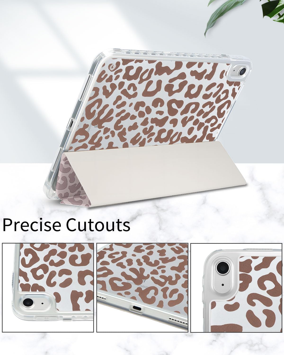 Trifold Stand Case for iPad (A16) 11th Generation 11 Inch 2025/iPad 10th Generation 10.9 Inch 2022, Aesthetic Trendy Pink Leopard Print with Pencil Holder Shockproof Protective Cover,Pink