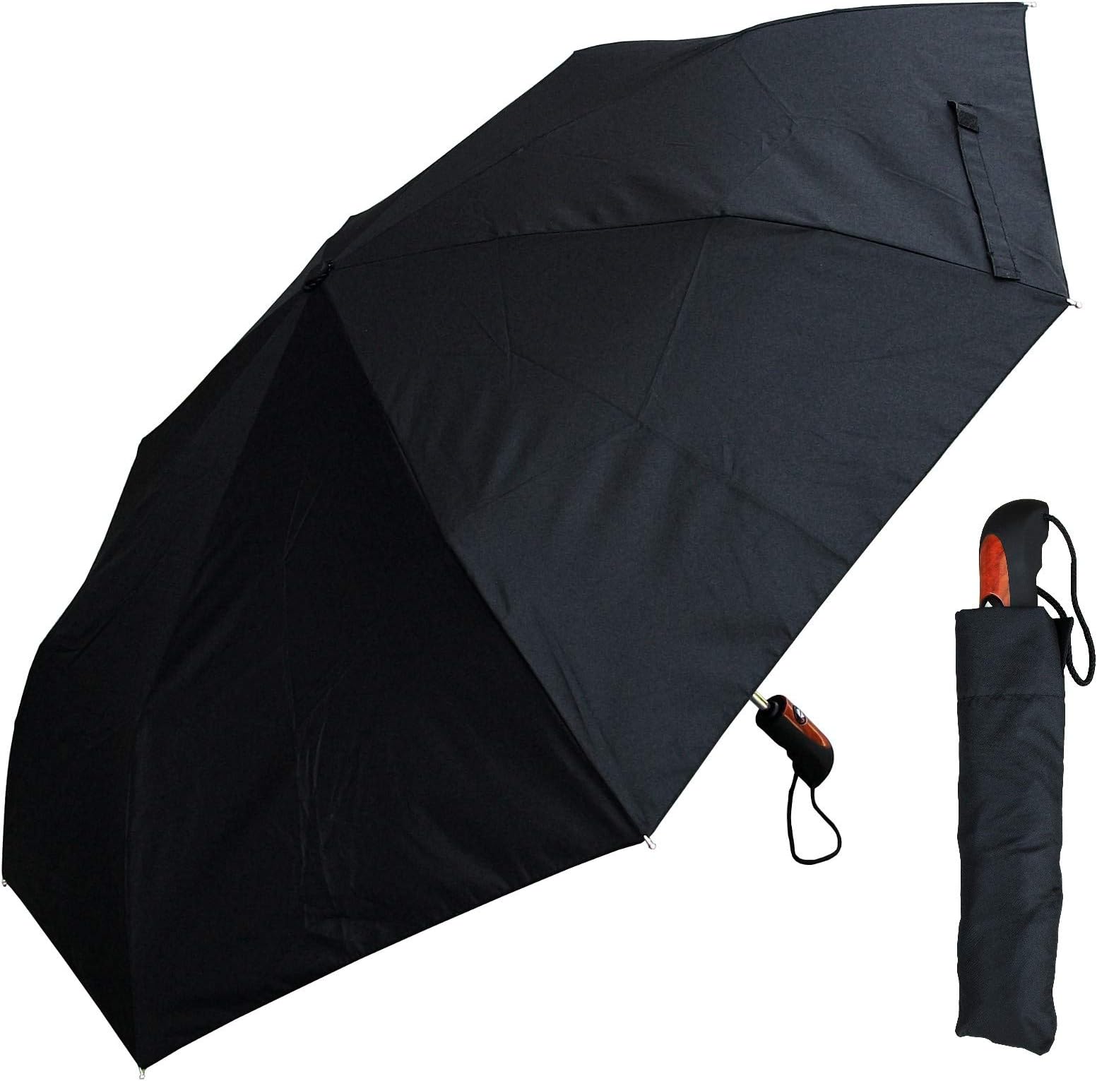 RainStoppers 46" Arc, Auto/Auto Black Super Mini Umbrella