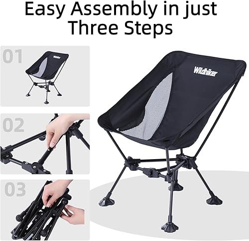 Miniatura 8 de Wildhiker Sillas de camping portátiles, ligeras con patas grandes antihundimiento, para playa, senderismo, motocicleta, mochileros, viajes,