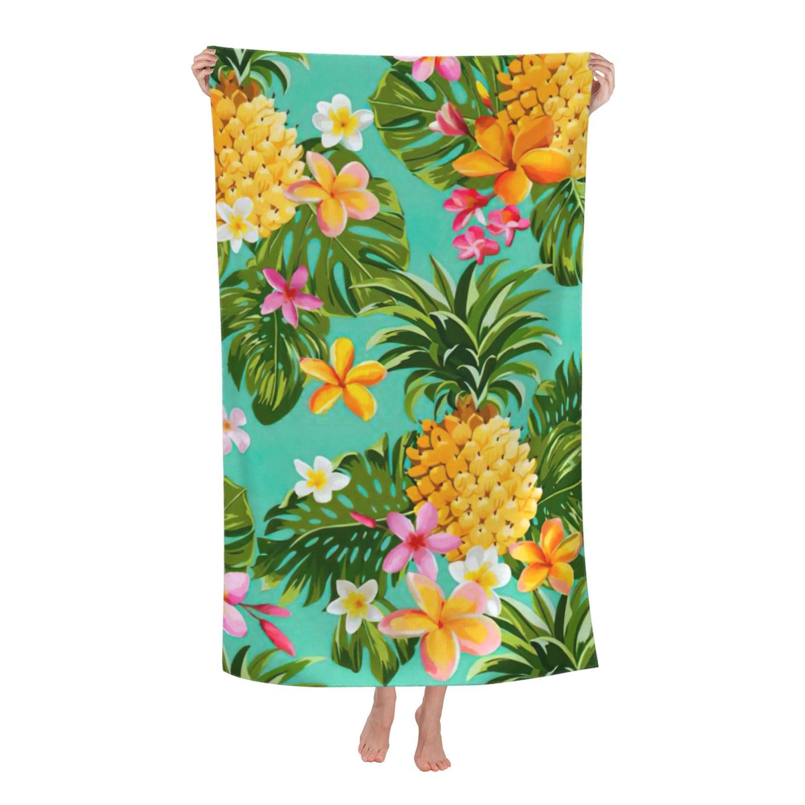 NImongt Tropical Fruit Pineapple Print Oversized Adult Beach Towel For Travel Weekend Getaways Festivals Camping Trips
