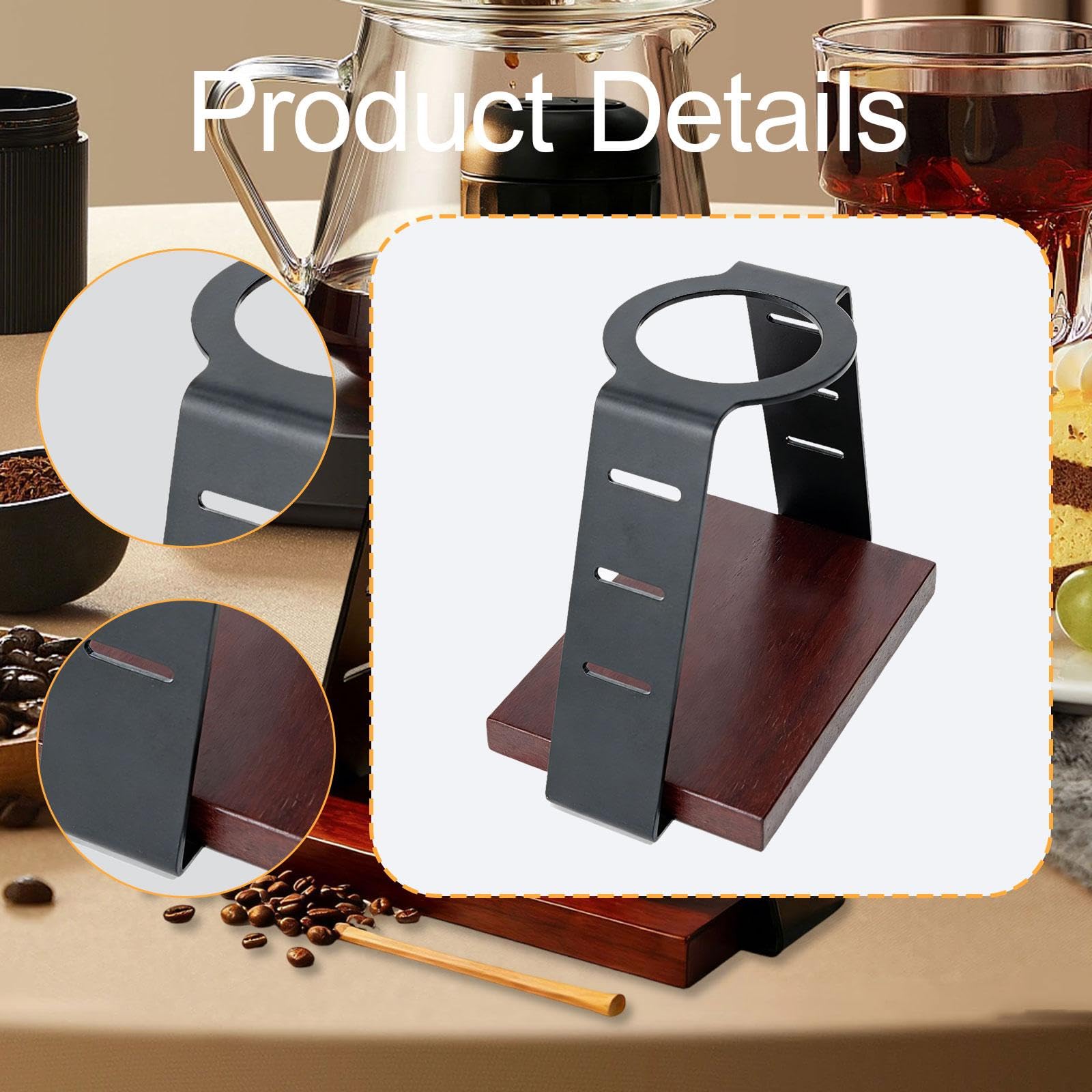 rockible Soporte para Máquina de Café Base Ligera Soporte Versátil con Accesorio Portátil Composición Acero Carbono y Madera Adecuada para Oficina Camping