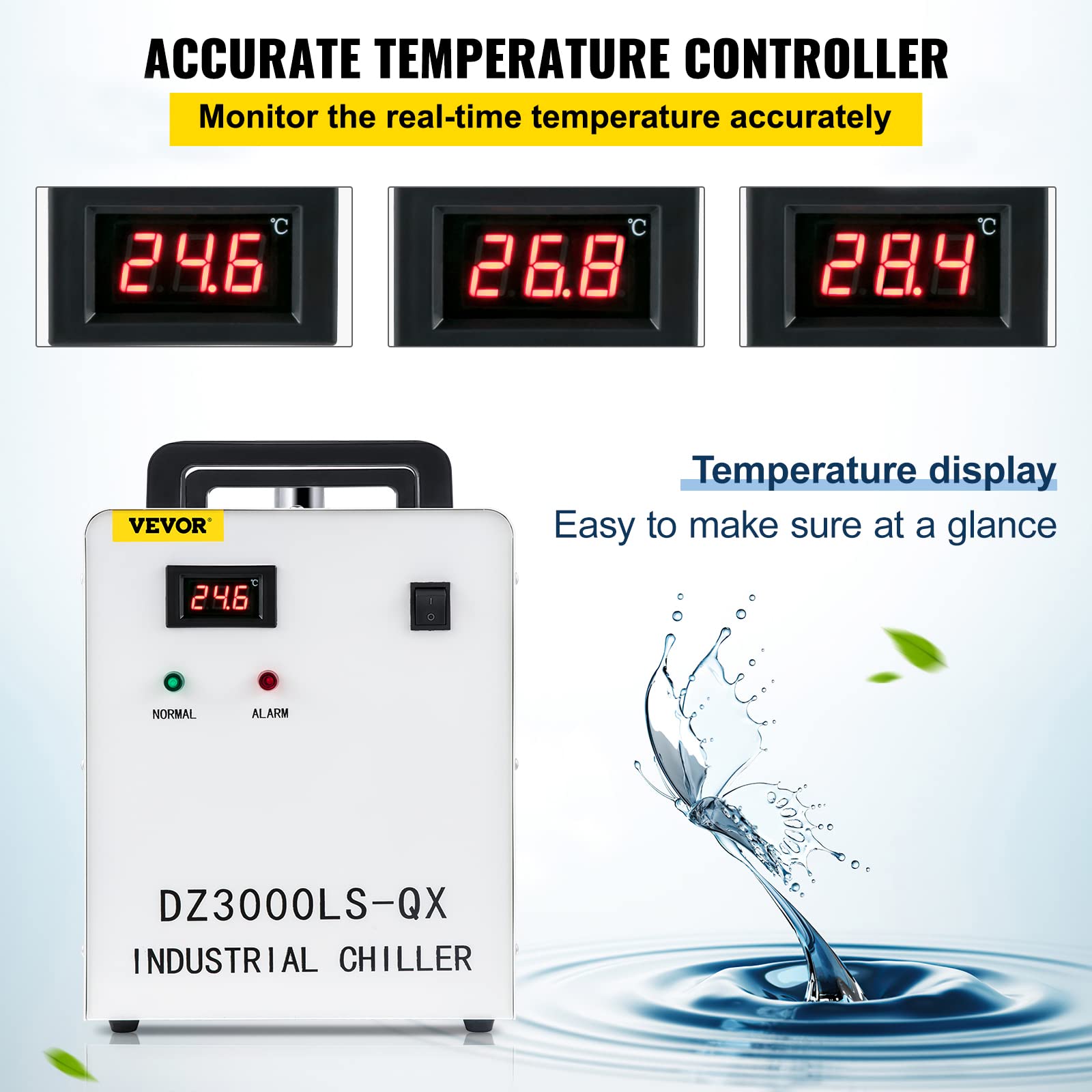 VEVOR Refrigeratore di Acqua Industriale del Refrigeratore di Acqua DZ3000LS-QX 9L Acqua Raffreddamento Refrigeratore Industriale Modello per CNC Laser Engraver