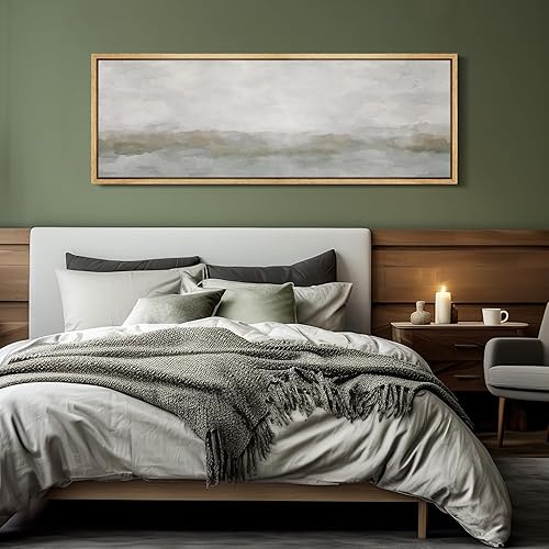 Miniatura 8 de MUDECOR Lienzo enmarcado grande para pared, acuarela pastel abstracta, relajante, tono neutro, paisaje antiguo, retro, bellas ilustraciones,