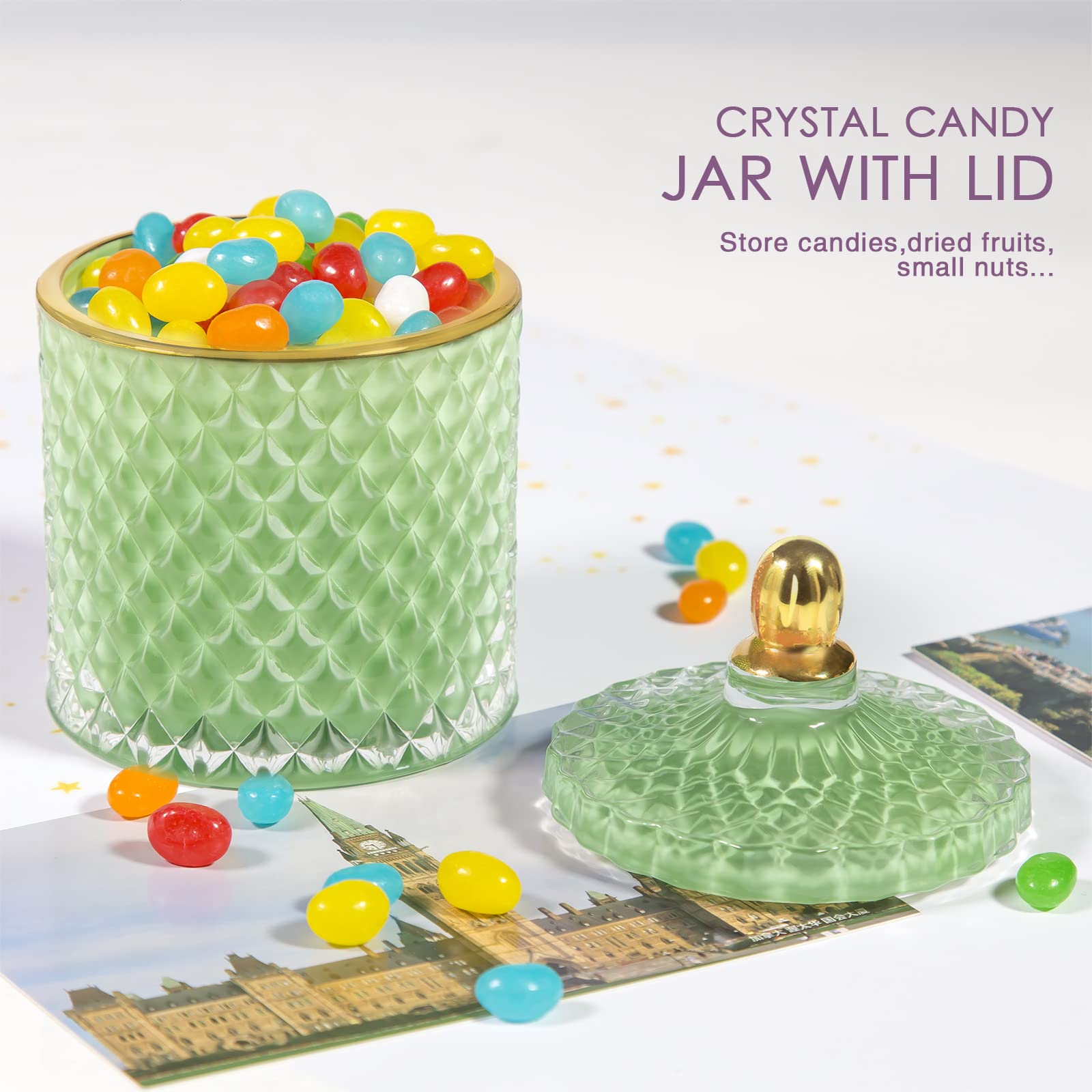 Amazon.co.jp: ALAMHI (アラミ) キャンディ皿 蓋付きガラス装飾