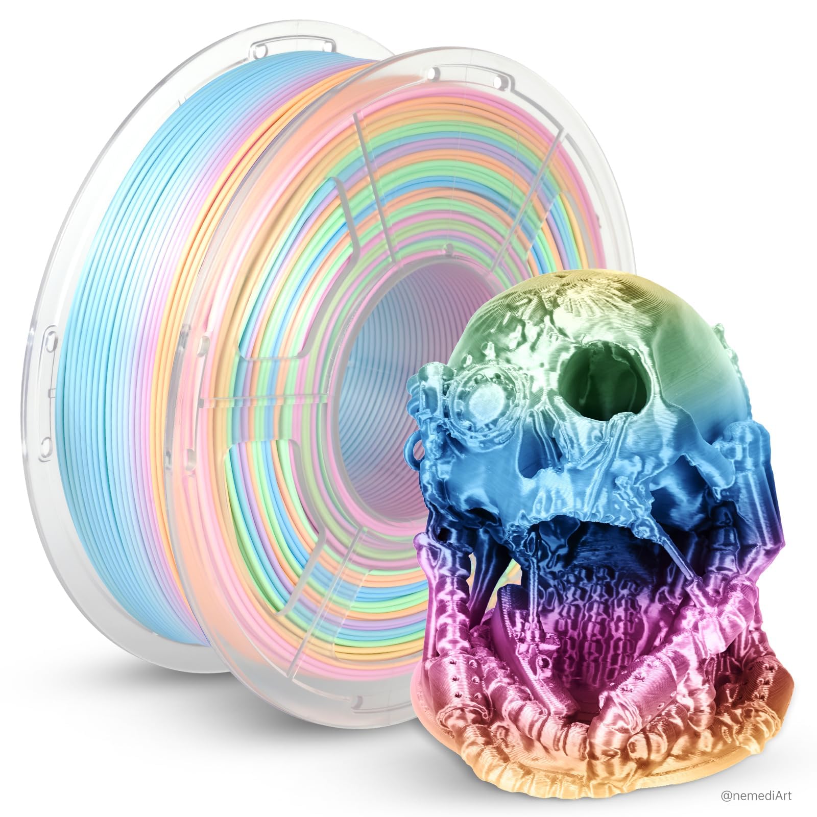 JAYO Silk Rainbow PLA+ 3D Printer Filament 1.75mm, 1.1kg