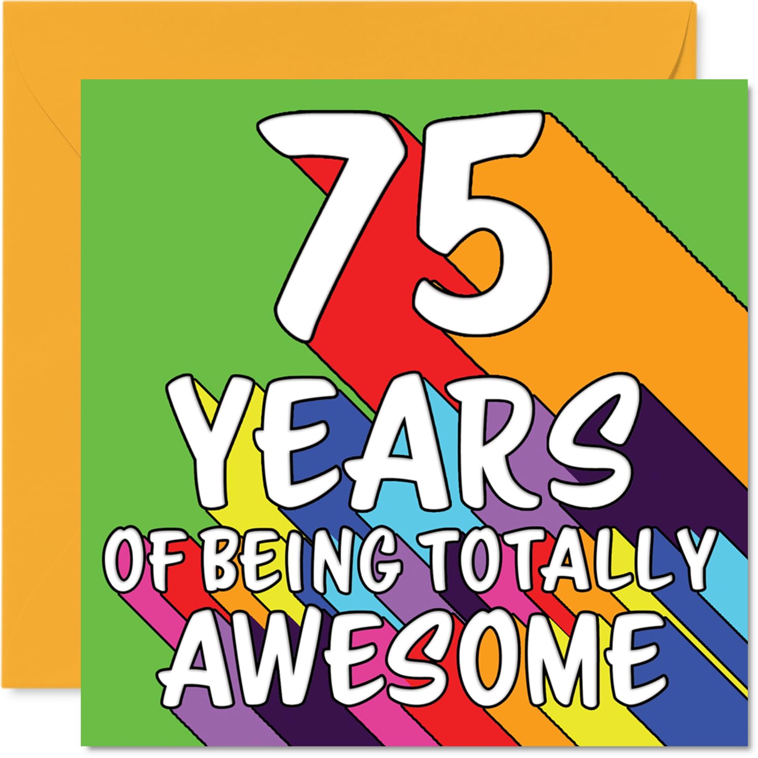 75th Birthday Cards for Women Men - Rainbow Awesome - Happy Birthday Card for 75 Year Old Woman Man Sister Grandad Nan Nanny, 145mm Bday Greeting Cards