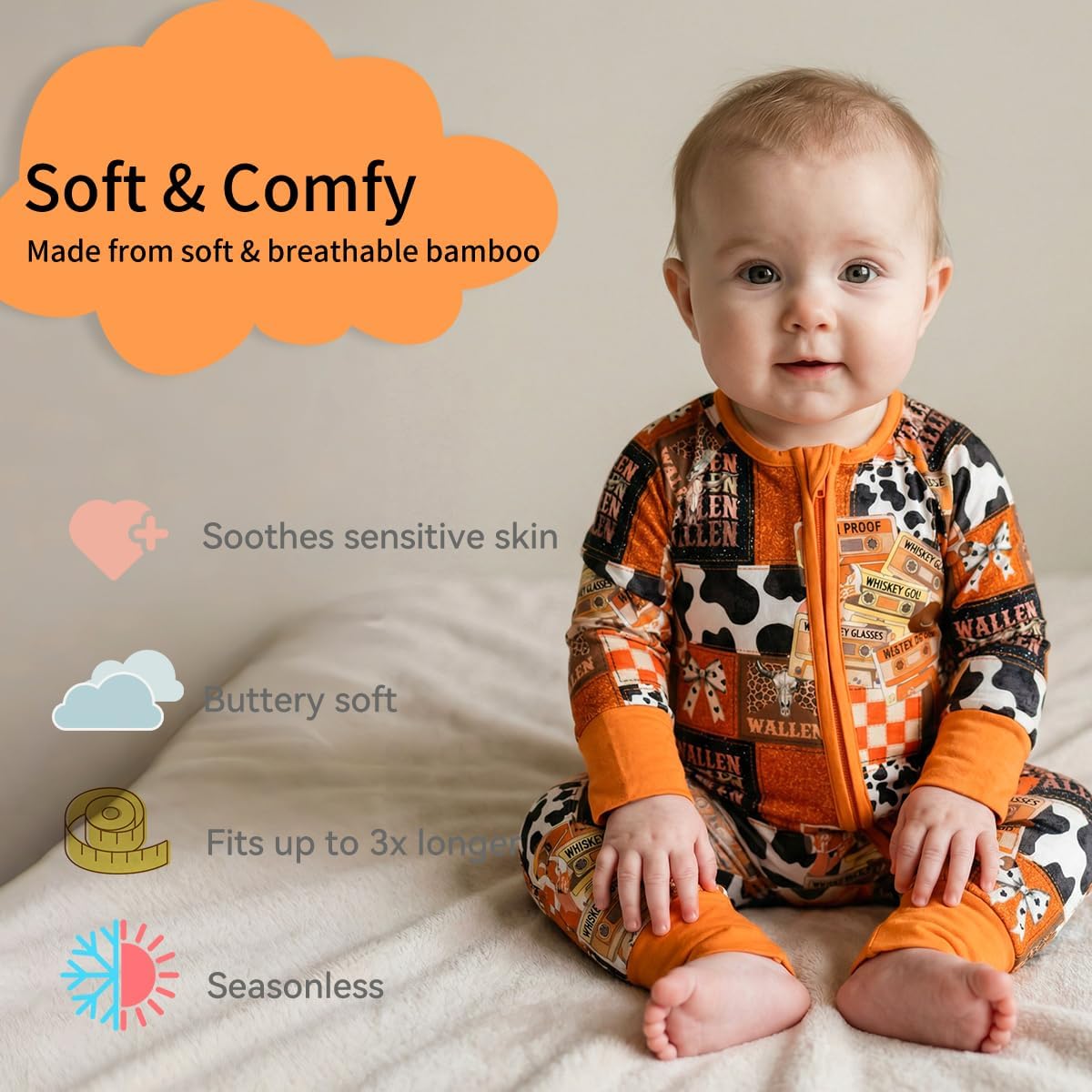 Weiwei Pajamas for Baby Boys & Girls, Viscose from Bamboo Footie Pajamas Convertible Newborn Sleeper, Zipper Onesie 0-24M,YKK