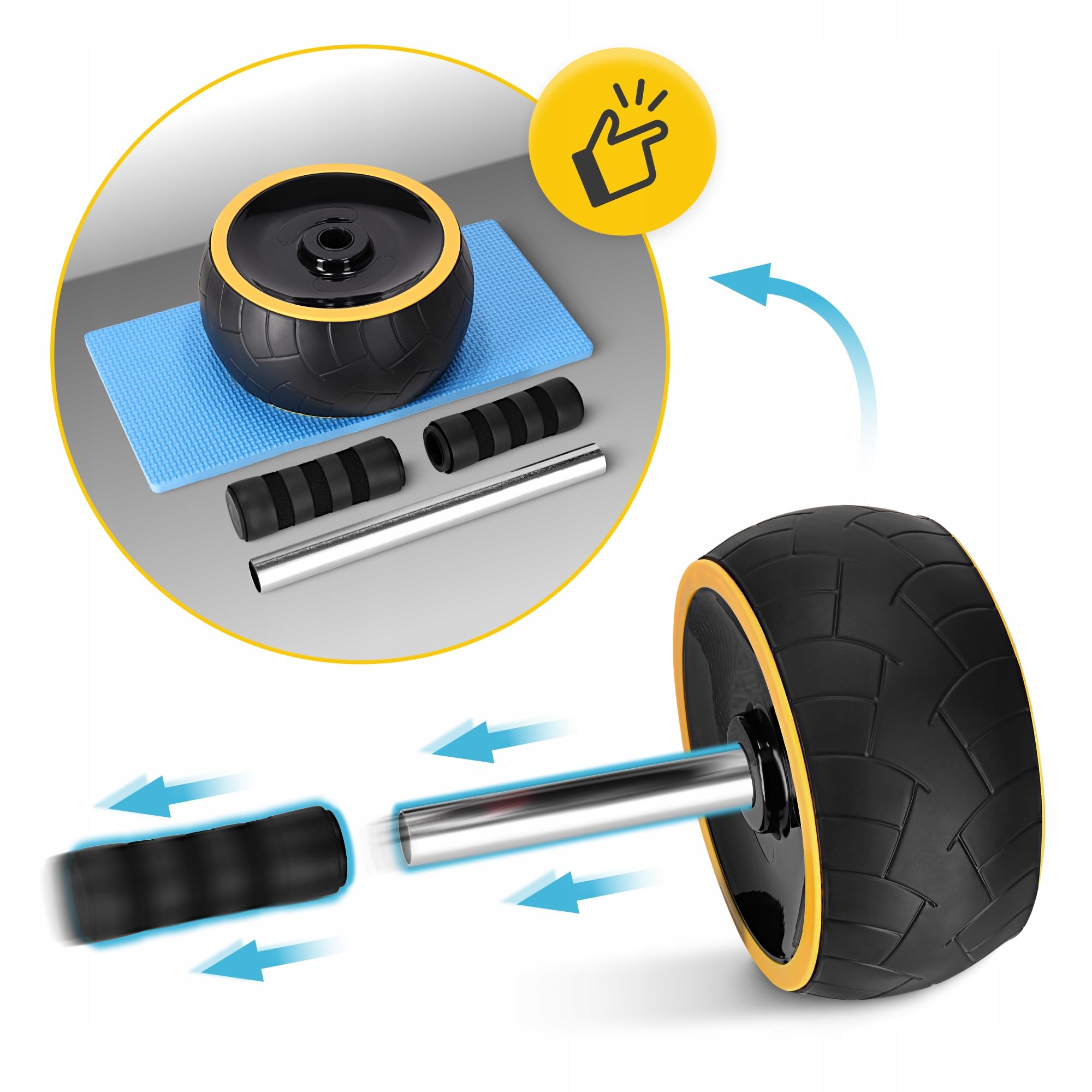 ROLLER KÓŁKO DO ĆWICZEŃ MIĘŚNI BRZUCHA AB WHEEL KOŁO STABILNE TRENING CORE