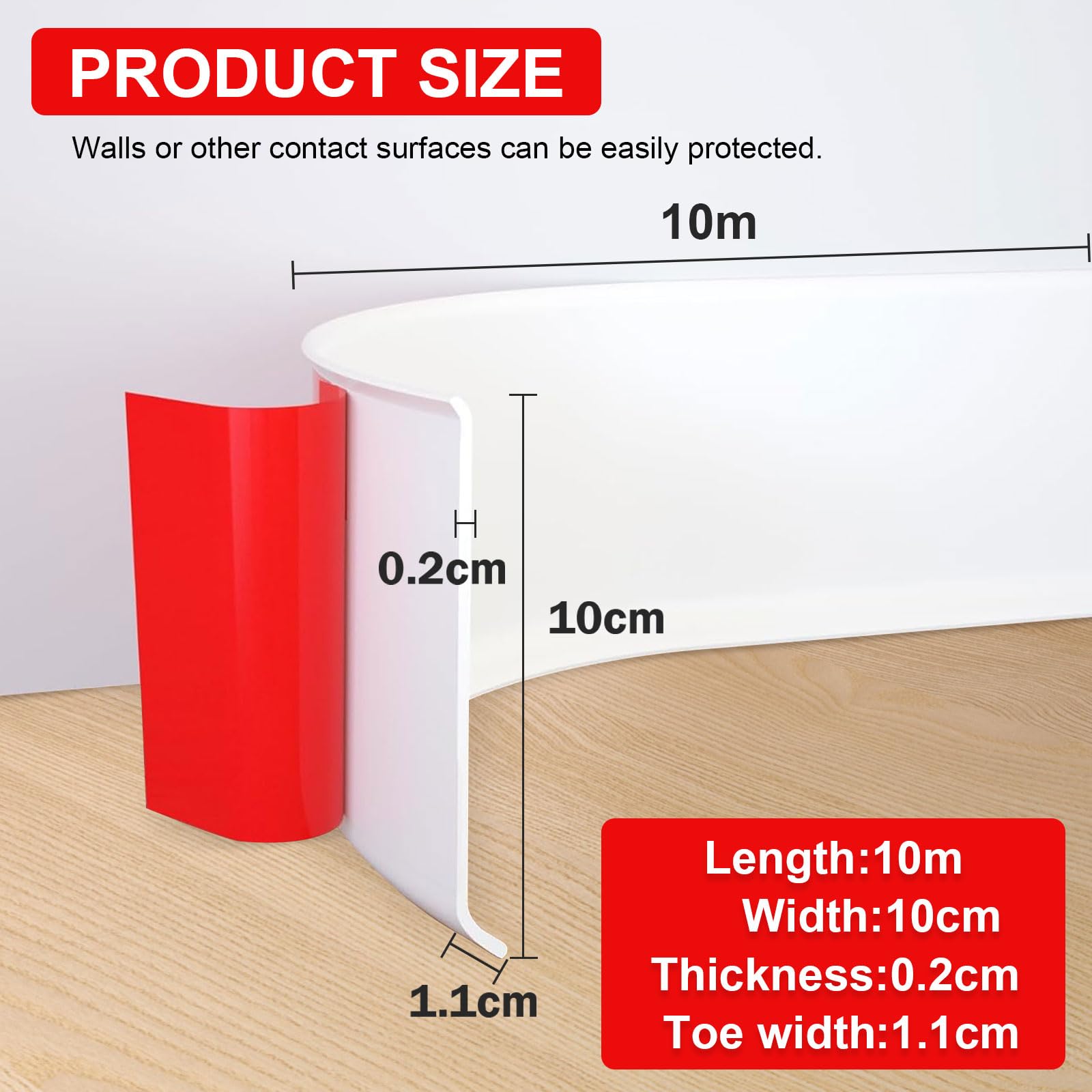 Zócalo blando autoadhesivo, de PVC, 10 cm x 10 m, zócalos autoadhesivos para cocina, zócalos decorativos flexibles para cocina, baño y salón