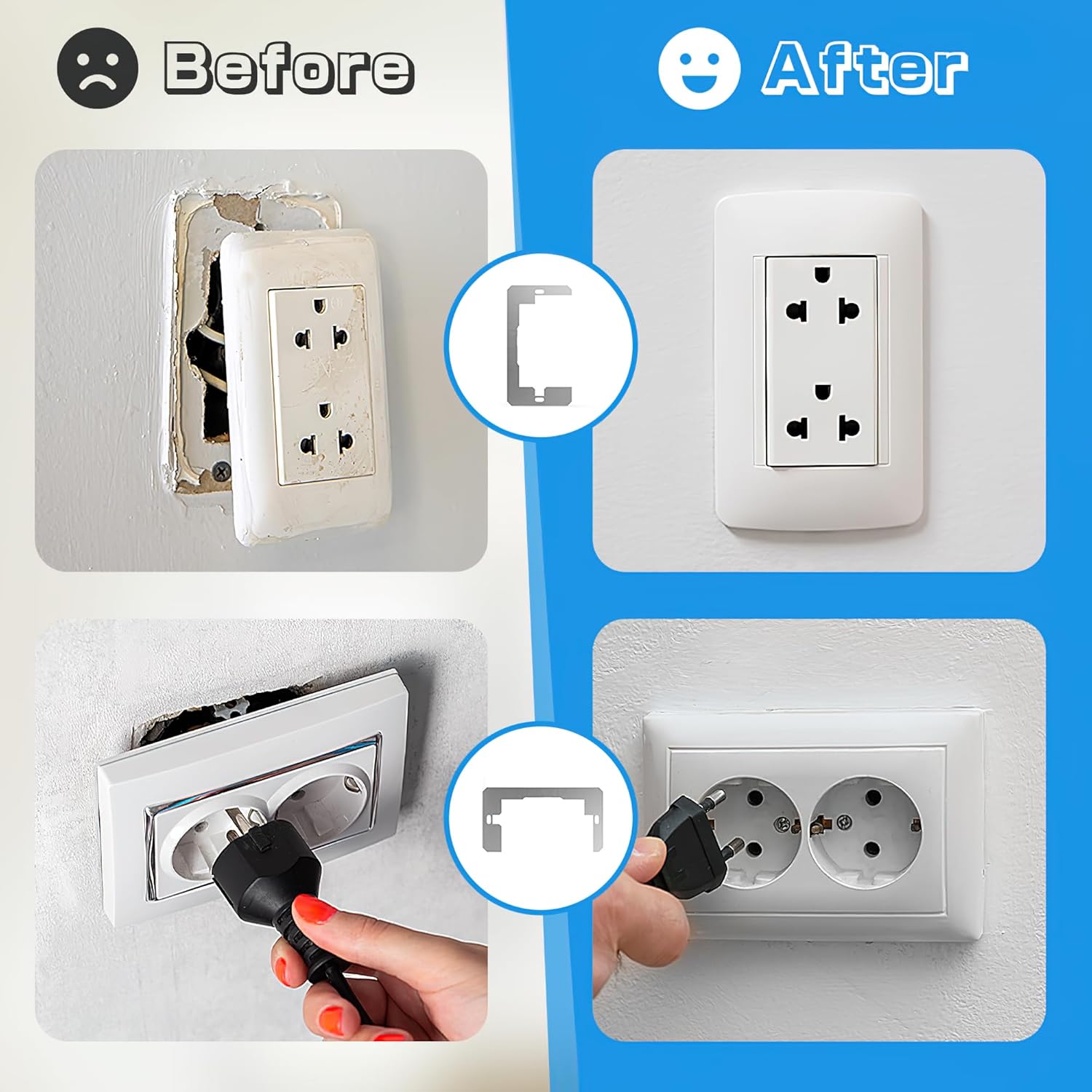 Wall Plate Spacer,Flush Fit Device Leveling Plates For Wall Outlet Repair And Loose Electrical Outlet Fix,Receptacle Spacers Shims For Use With Outlets/Electrical Box/Switch (Silver-10 Pcs)