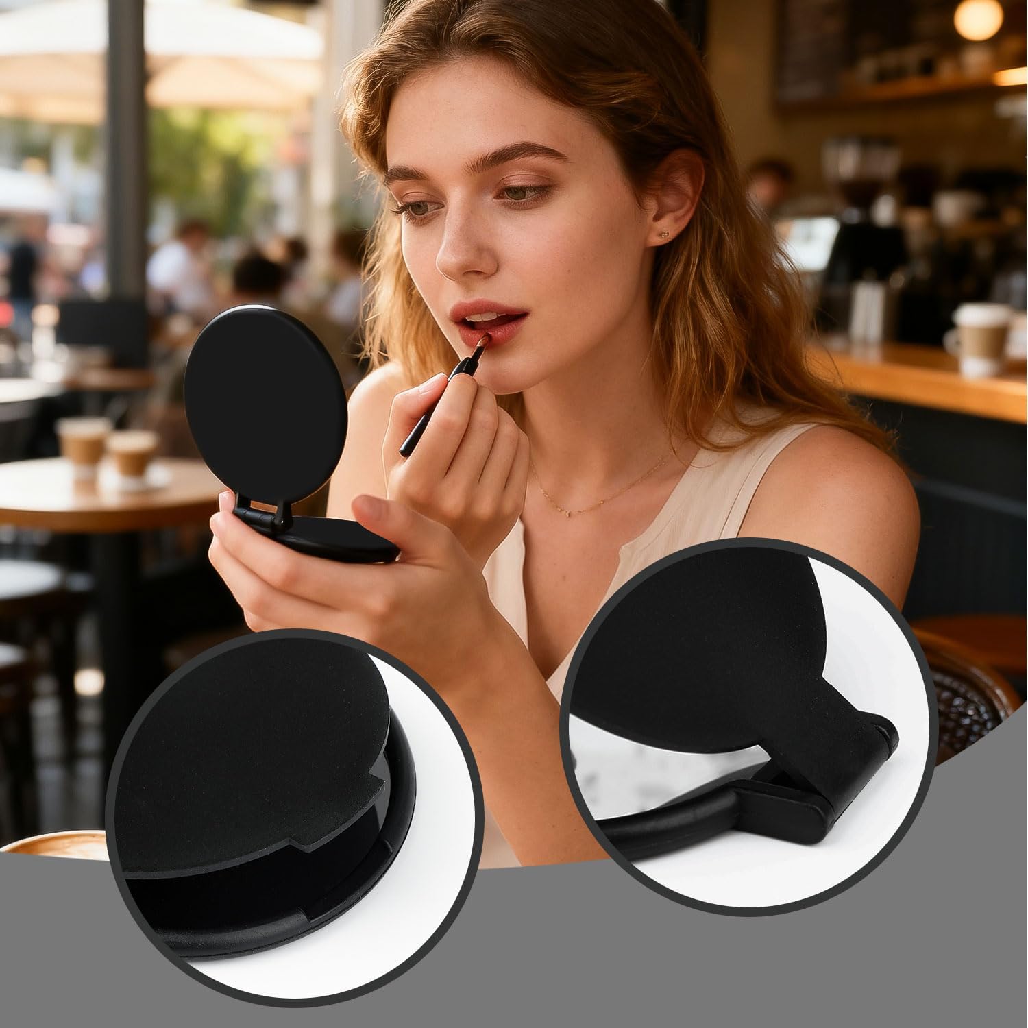 50 Pcs Compact Mirror Bulk, Small Pocket Mirror for Purse Travel Makeup Mirror for Women Girls Daily Use, Party Favors Quinceanera Gift,Black and White